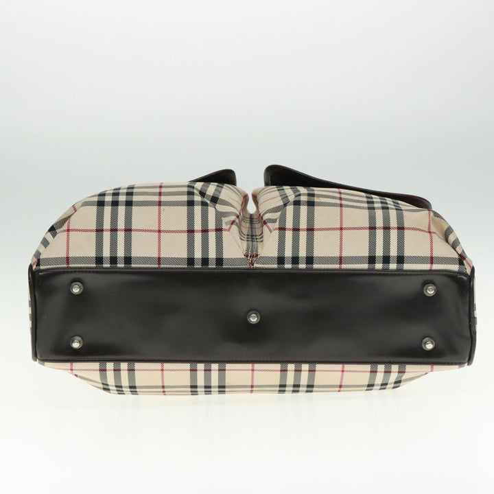 Burberry Nova Check Hand Bag Canvas Beige Brown Auth bs14904