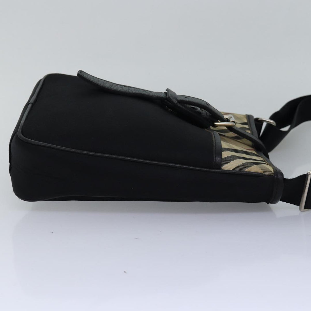 Burberry Nova Check Shoulder Bag Nylon Beige Black Auth bs14923