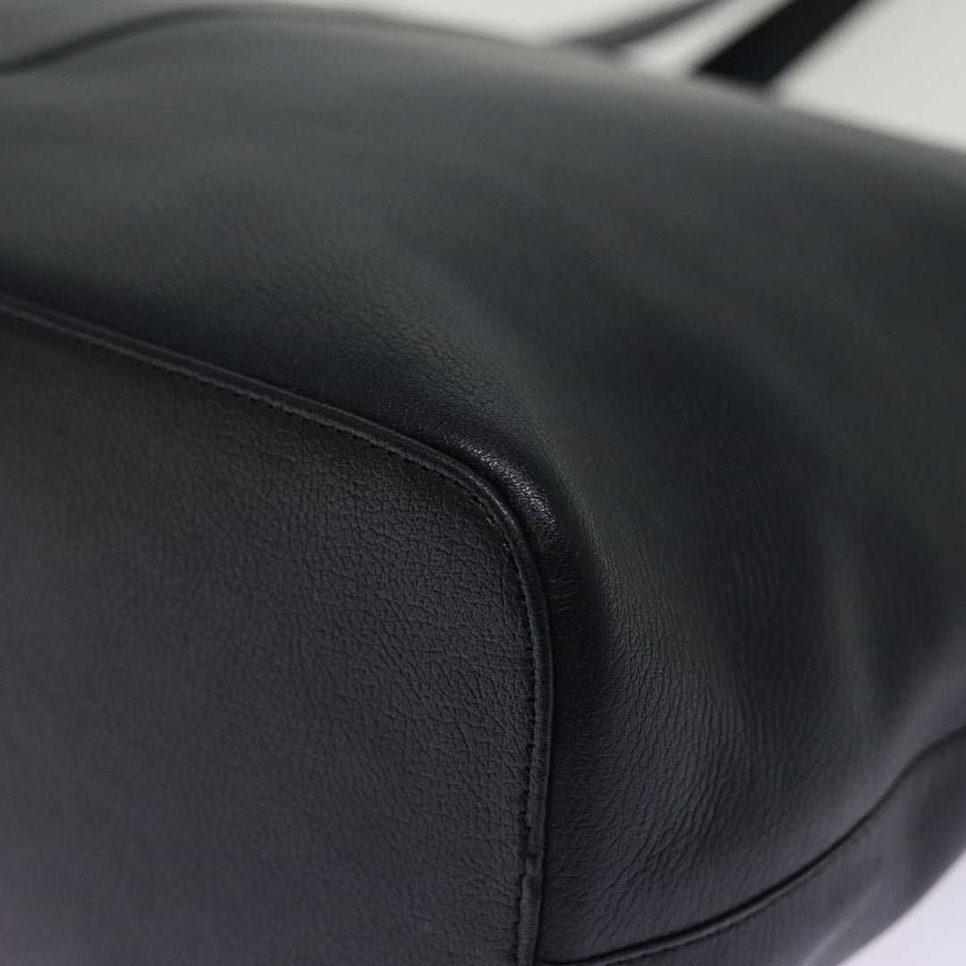 Burberry Tote Bag Leather Black Auth bs14933