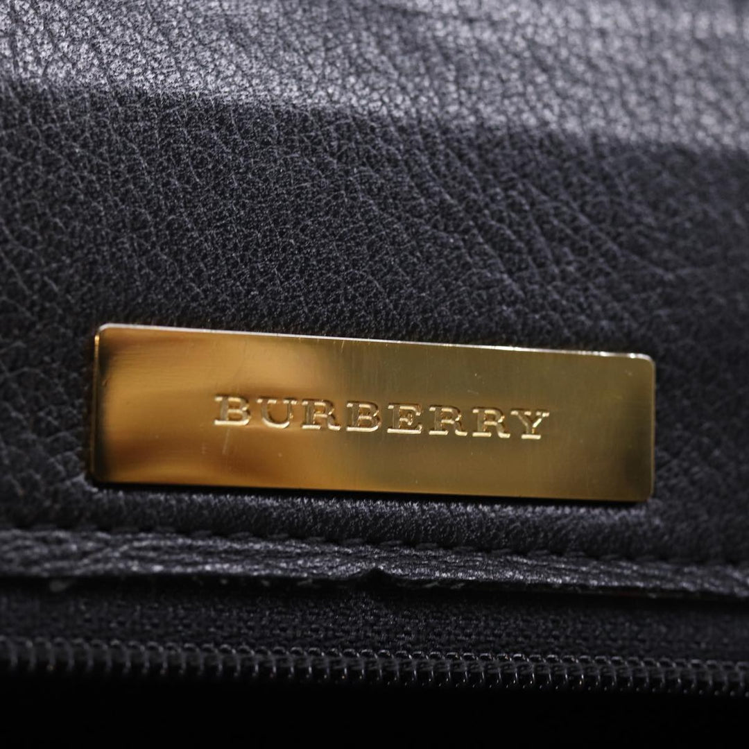 Burberry Tote Bag Leather Black Auth bs14933