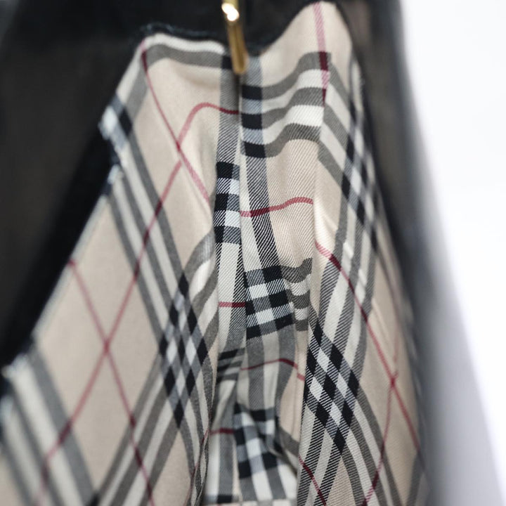 Burberry Tote Bag Leather Black Auth bs14933