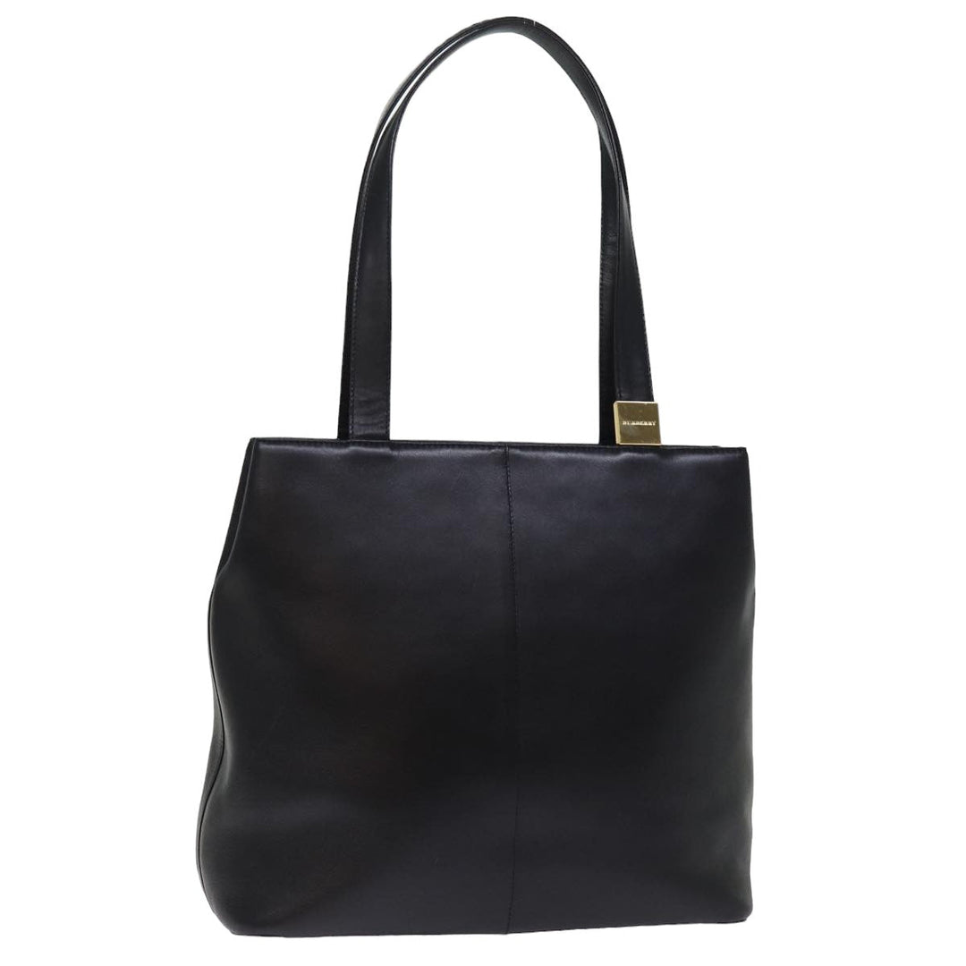 Burberry Tote Bag Leather Black Auth bs14933
