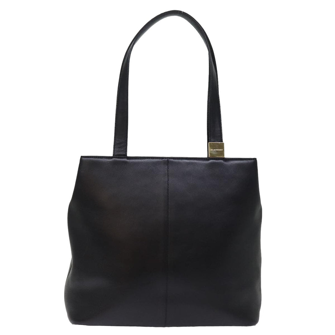 Burberry Tote Bag Leather Black Auth bs14933