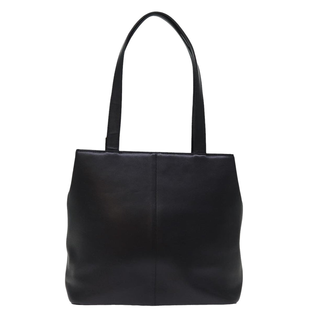 Burberry Tote Bag Leather Black Auth bs14933