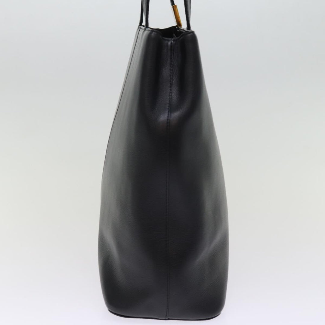 Burberry Tote Bag Leather Black Auth bs14933