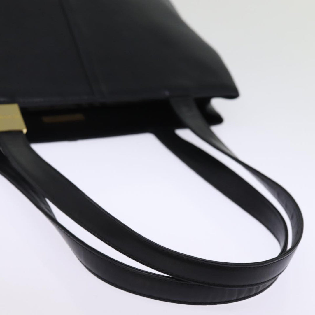 Burberry Tote Bag Leather Black Auth bs14933