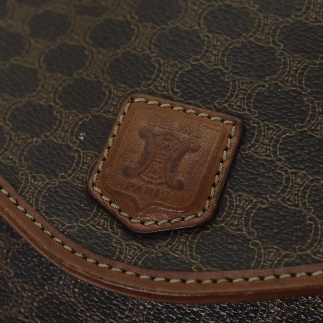 Celine Macadam Canvas Shoulder Bag PVC Leather Brown Auth bs14939
