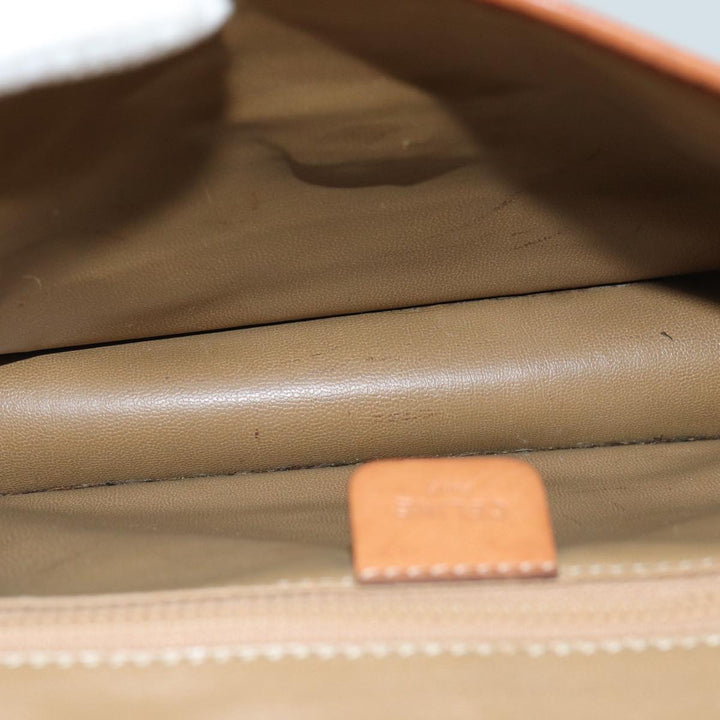 Celine Macadam Canvas Shoulder Bag PVC Leather Brown Auth bs14939