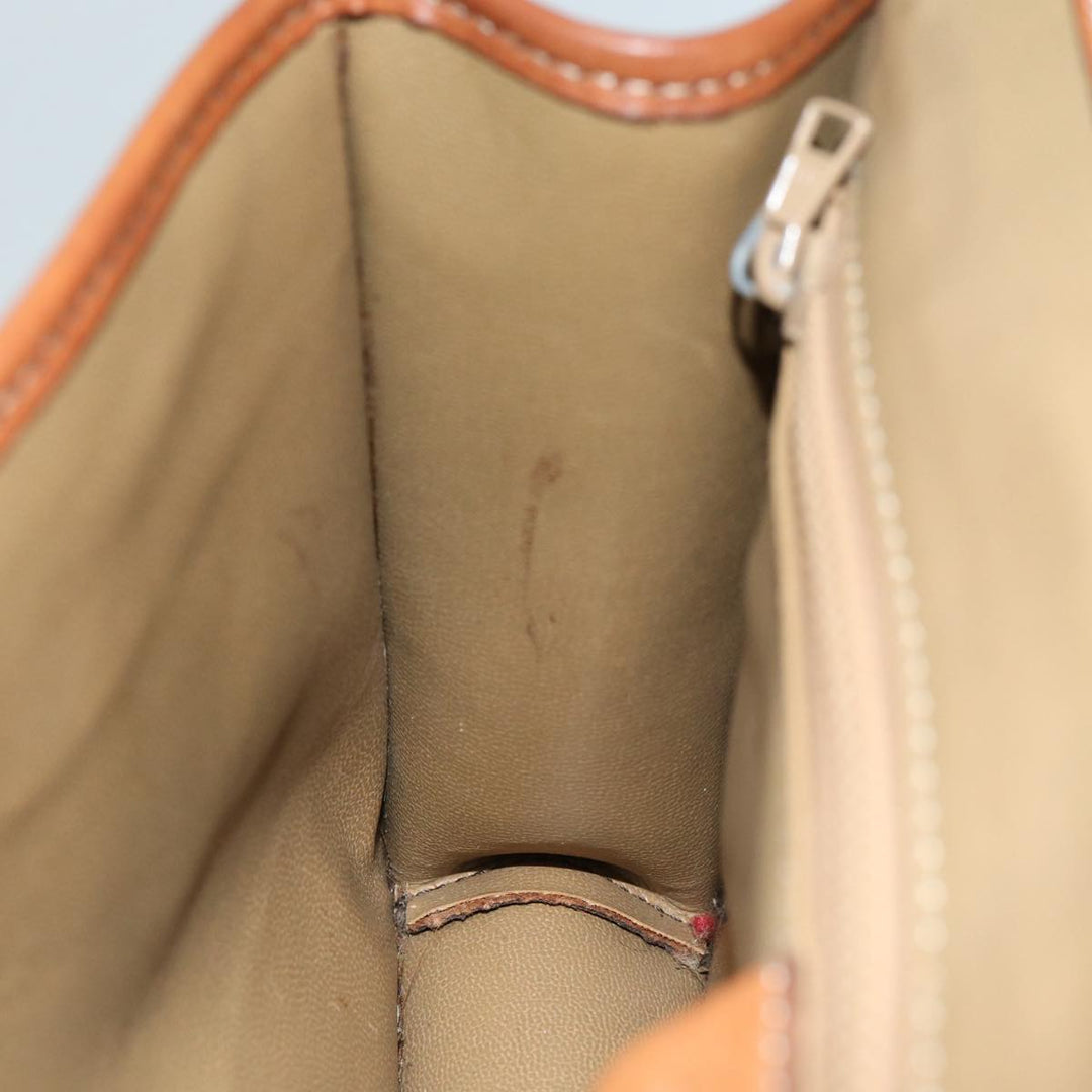 Celine Macadam Canvas Shoulder Bag PVC Leather Brown Auth bs14939