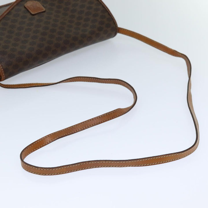 Celine Macadam Canvas Shoulder Bag PVC Leather Brown Auth bs14939