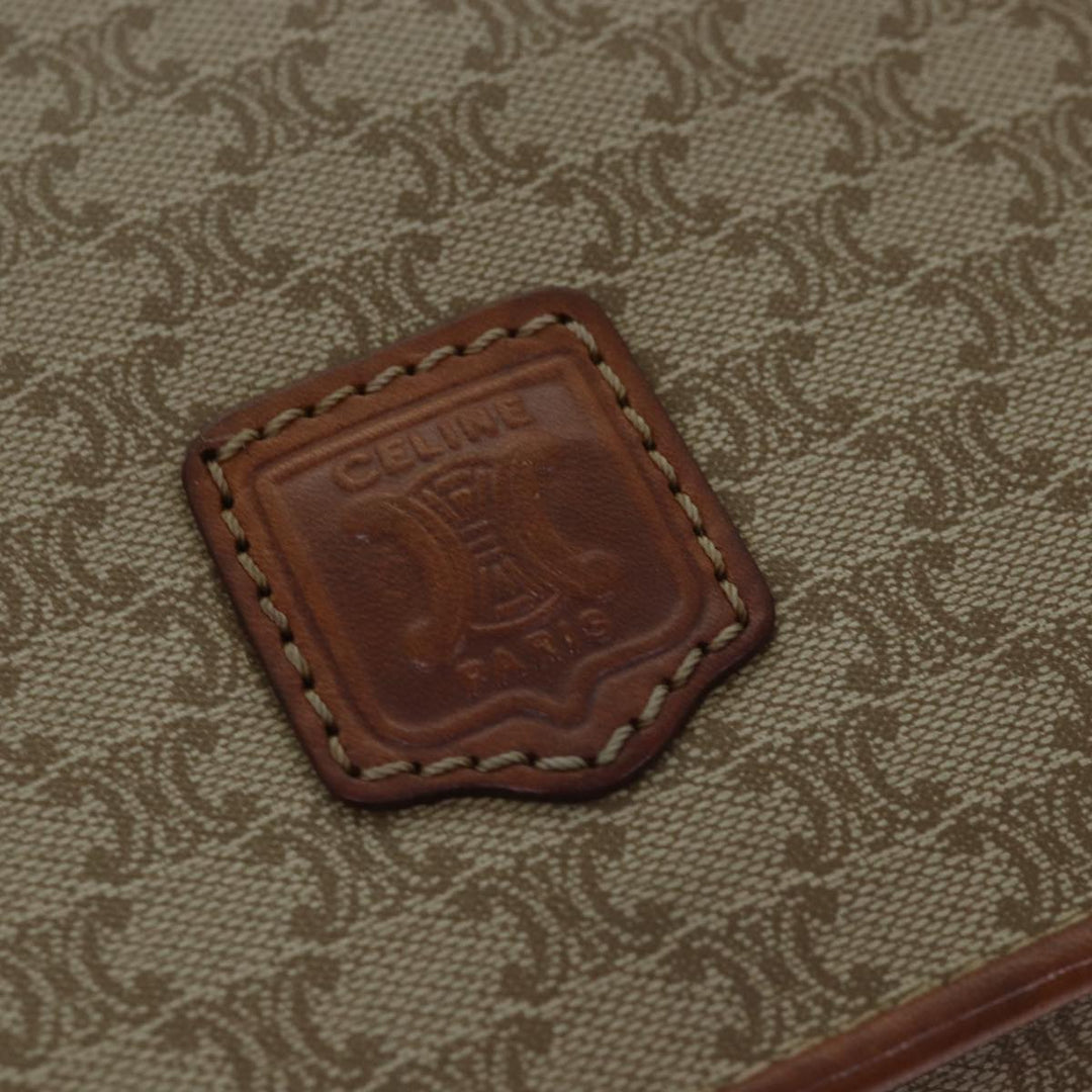 Celine Macadam Canvas Clutch Bag Beige Auth bs14940