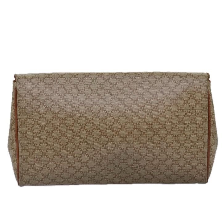 Celine Macadam Canvas Clutch Bag Beige Auth bs14940