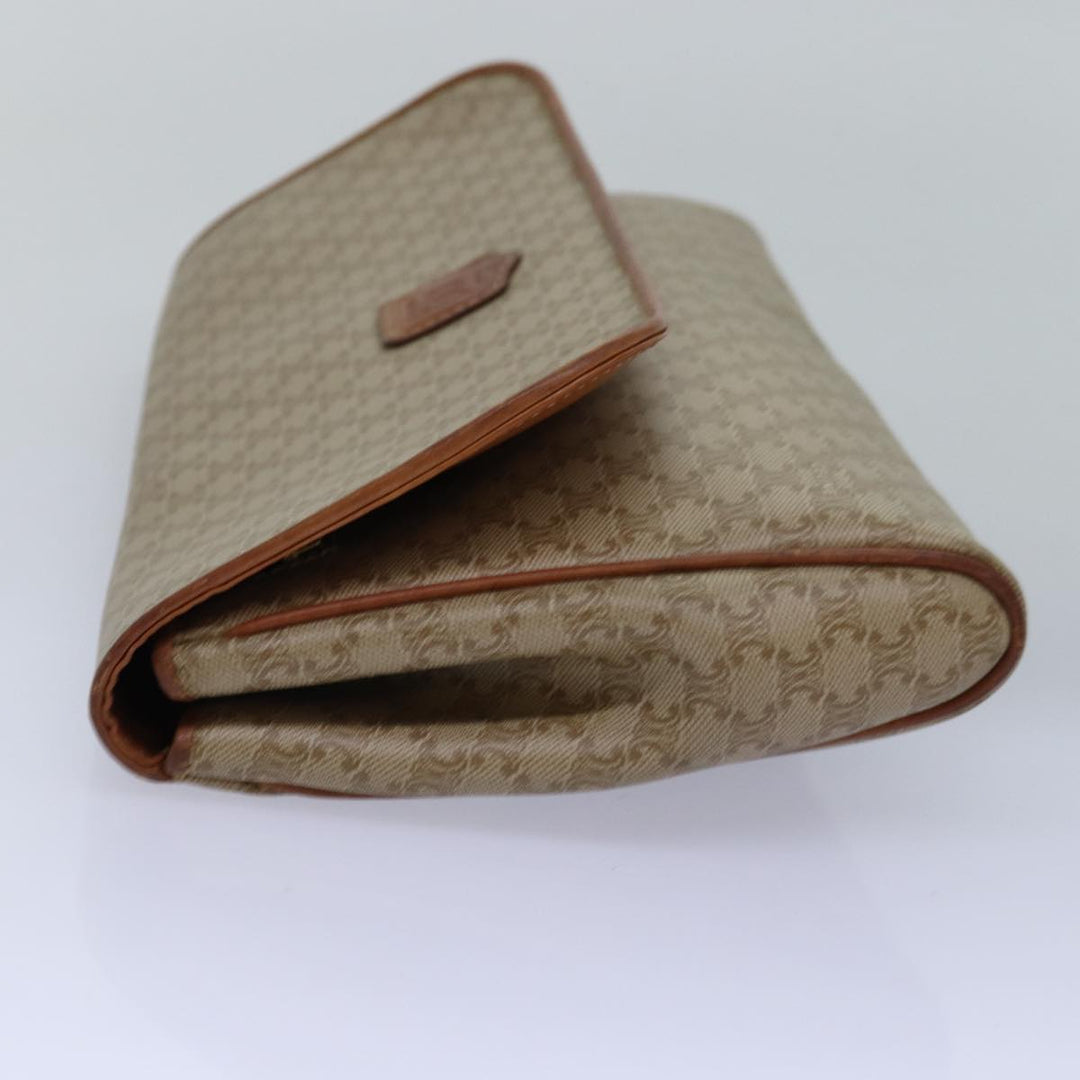 Celine Macadam Canvas Clutch Bag Beige Auth bs14940