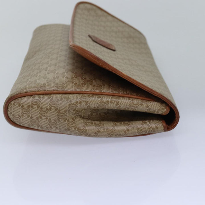 Celine Macadam Canvas Clutch Bag Beige Auth bs14940