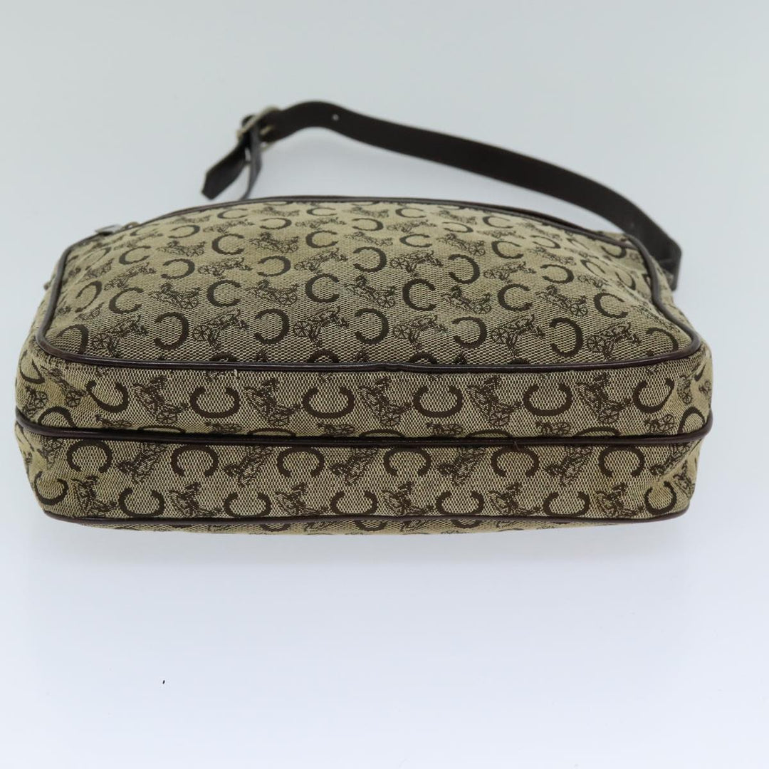 Celine C Macadam Canvas Shoulder Bag Beige Auth bs14942