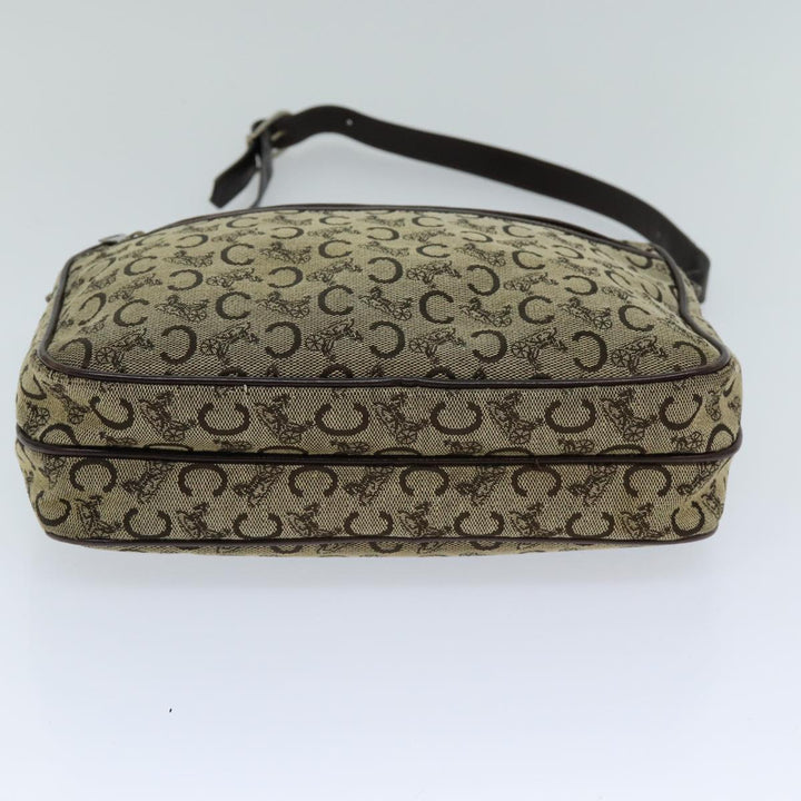 Celine C Macadam Canvas Shoulder Bag Beige Auth bs14942
