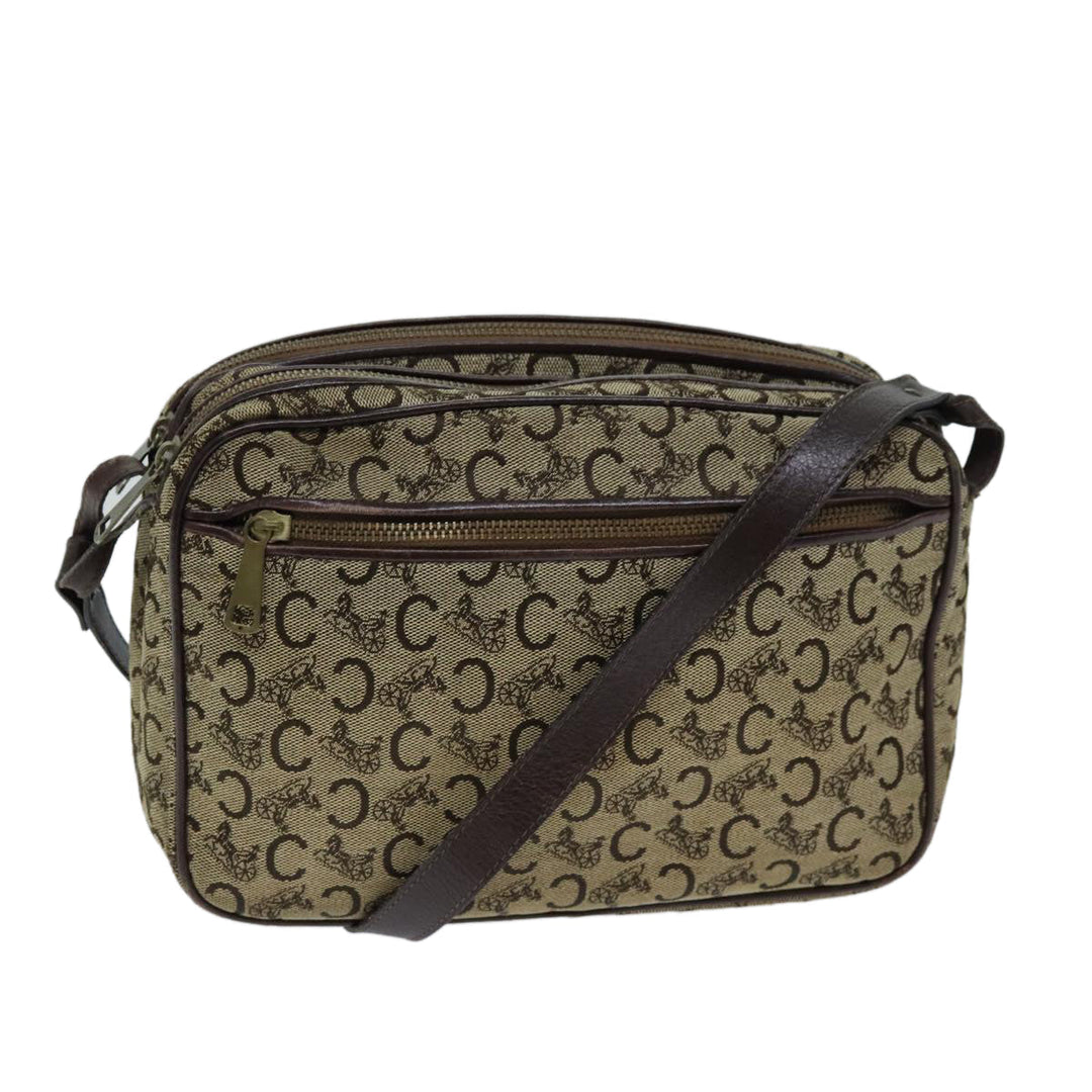 Celine C Macadam Canvas Shoulder Bag Beige Auth bs14942