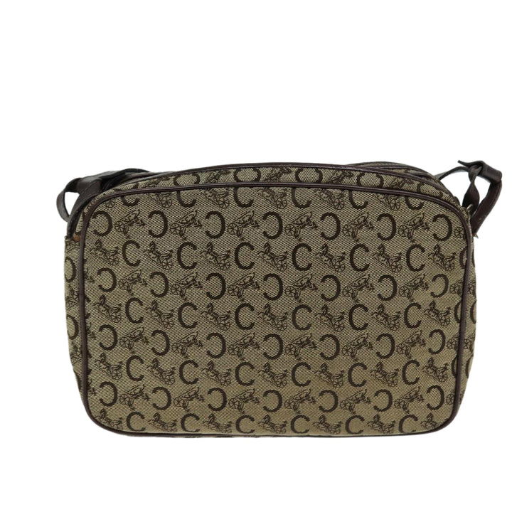 Celine C Macadam Canvas Shoulder Bag Beige Auth bs14942