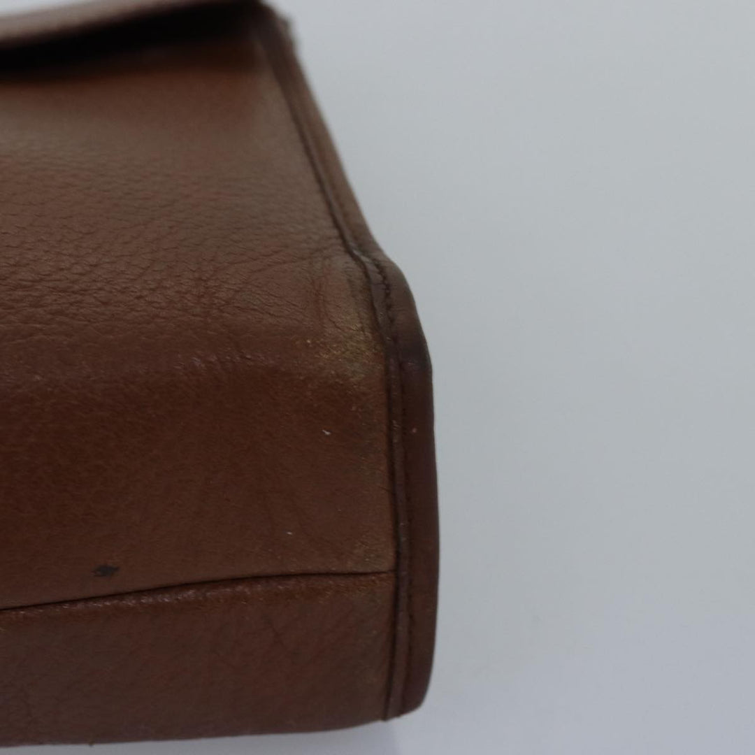 BurberrySs Clutch Bag Leather Brown Auth bs14953