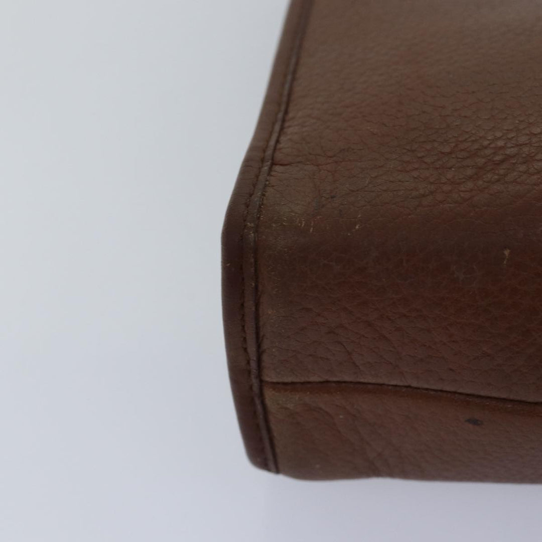 BurberrySs Clutch Bag Leather Brown Auth bs14953