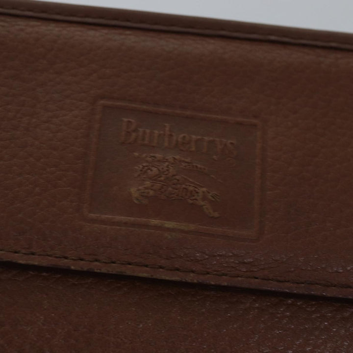 BurberrySs Clutch Bag Leather Brown Auth bs14953