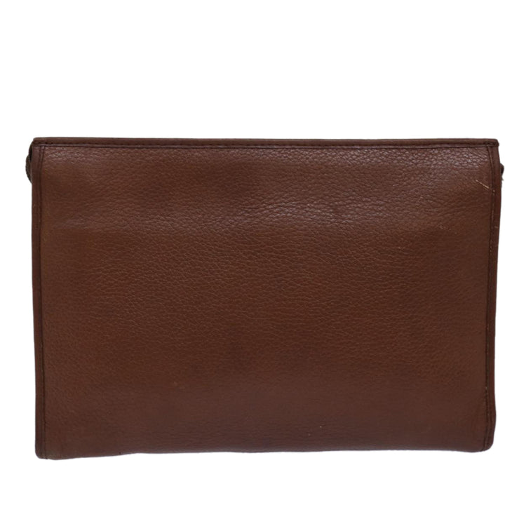 BurberrySs Clutch Bag Leather Brown Auth bs14953