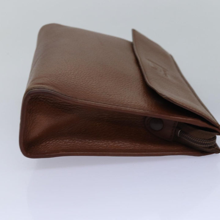 BurberrySs Clutch Bag Leather Brown Auth bs14953