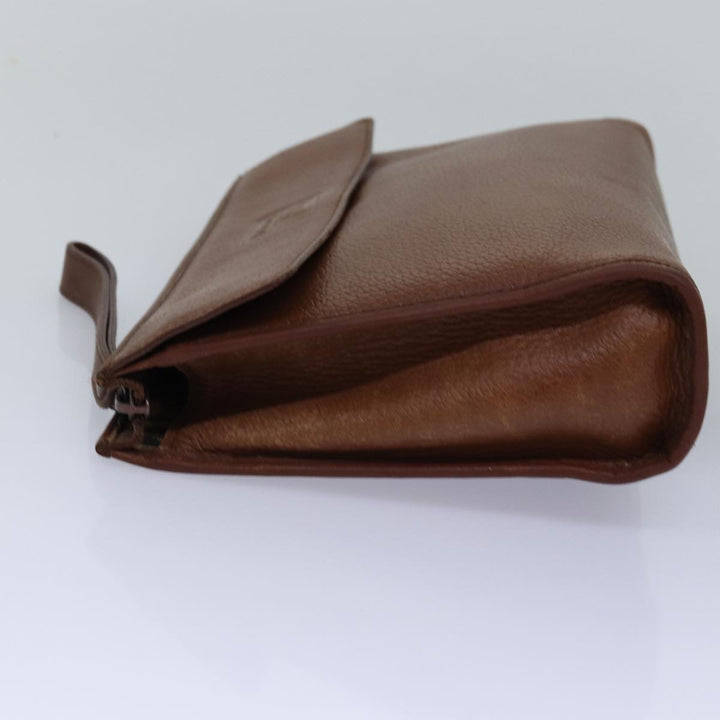 BurberrySs Clutch Bag Leather Brown Auth bs14953