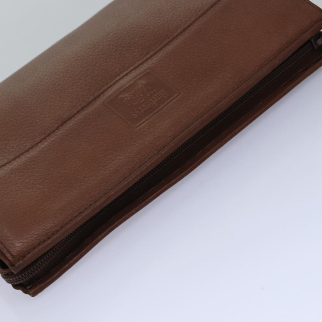 BurberrySs Clutch Bag Leather Brown Auth bs14953
