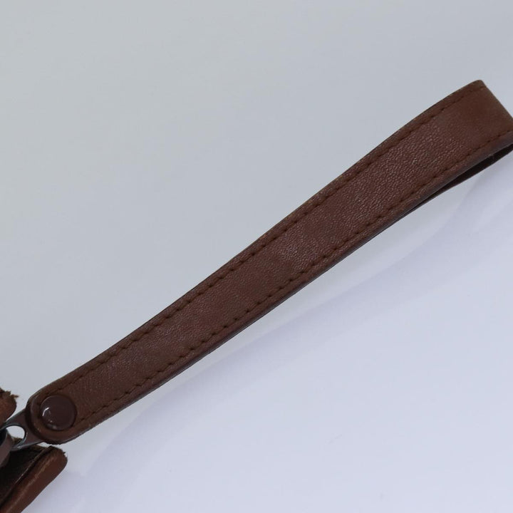 BurberrySs Clutch Bag Leather Brown Auth bs14953