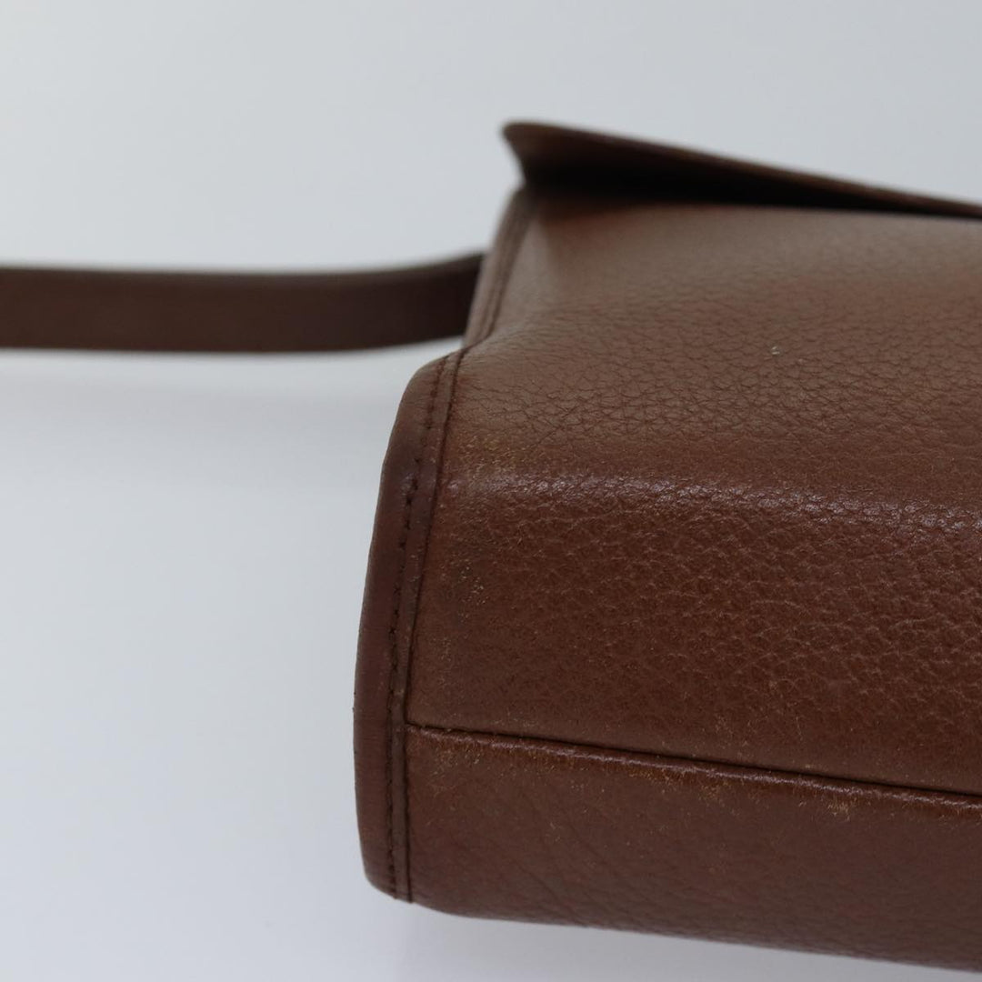 BurberrySs Clutch Bag Leather Brown Auth bs14953
