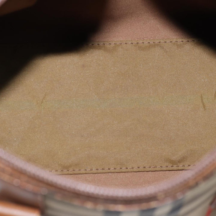BurberrySs Nova Check Hand Bag Canvas Beige Auth bs14956