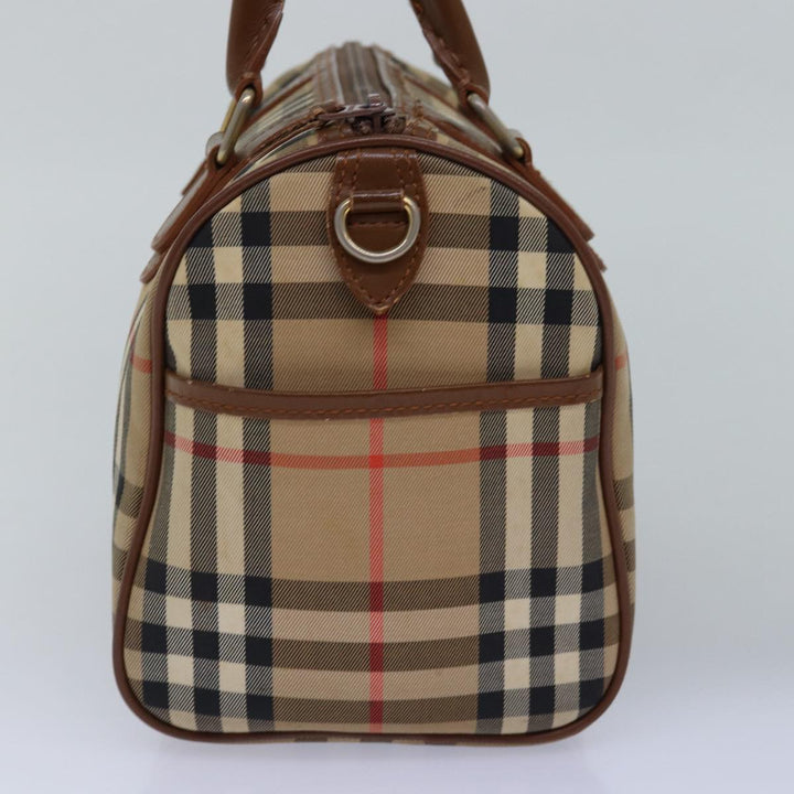 BurberrySs Nova Check Hand Bag Canvas Beige Auth bs14956
