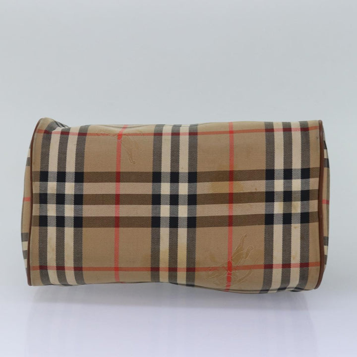 BurberrySs Nova Check Hand Bag Canvas Beige Auth bs14956