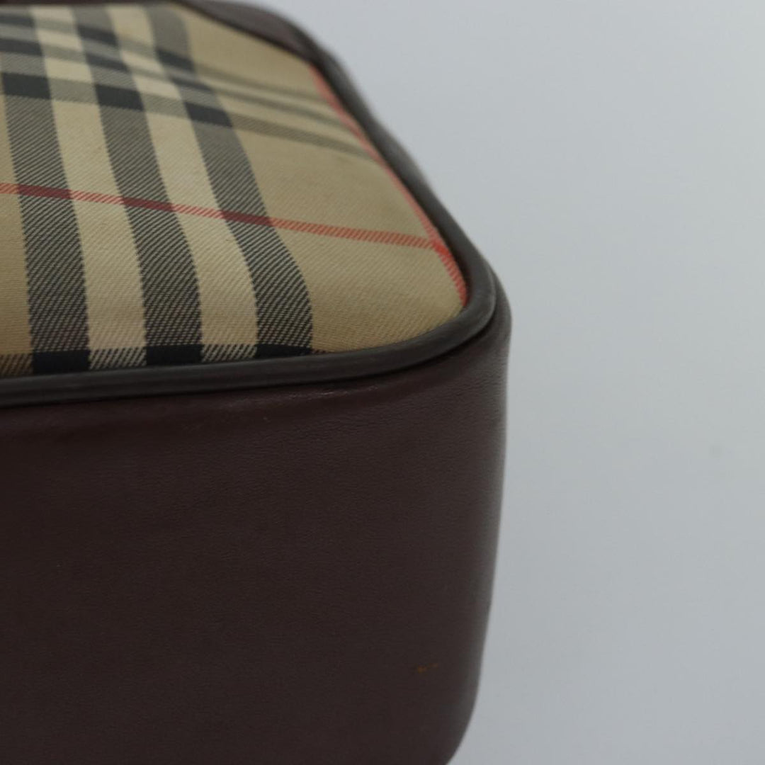 BurberrySs Nova Check Hand Bag Canvas Beige Auth bs14957