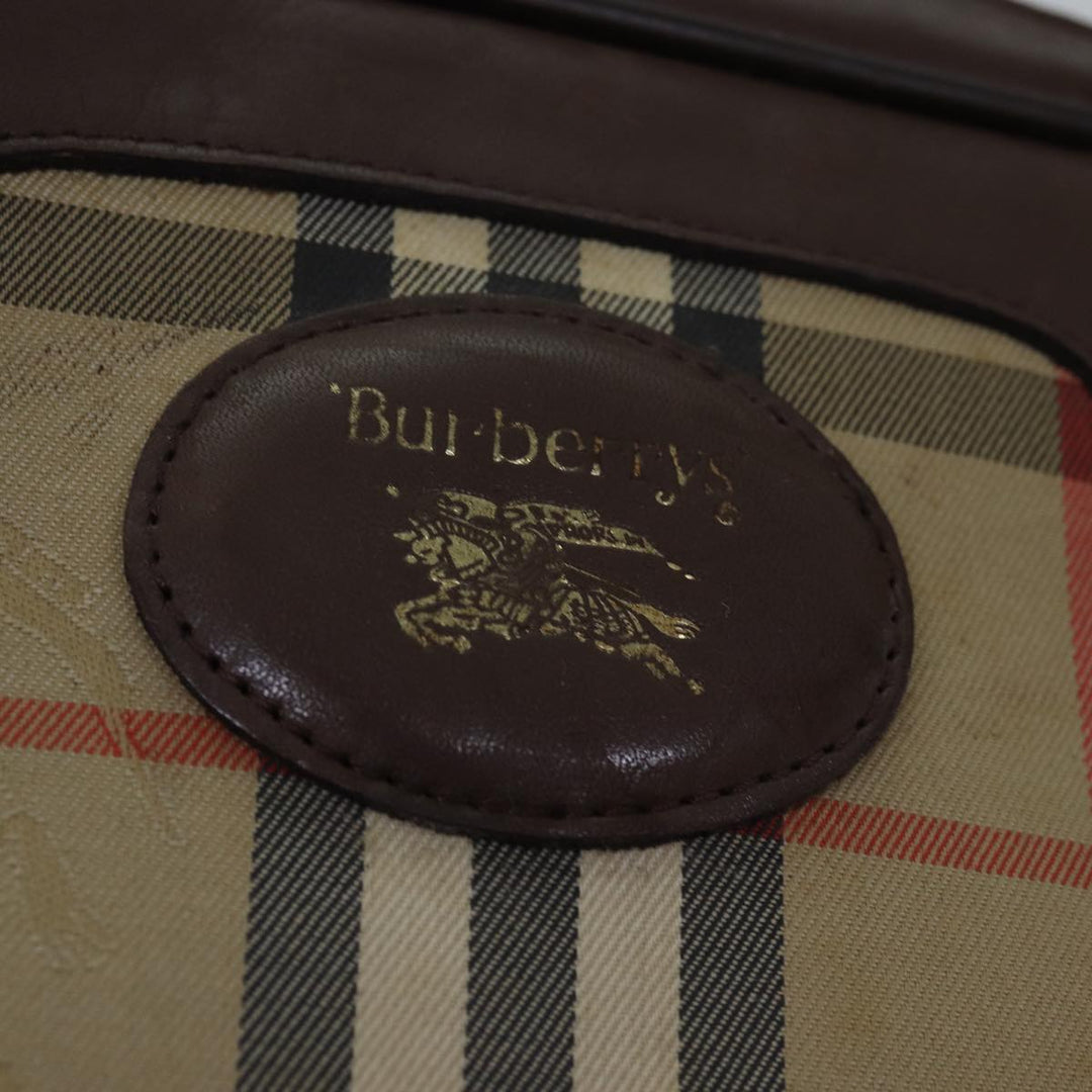 BurberrySs Nova Check Hand Bag Canvas Beige Auth bs14957