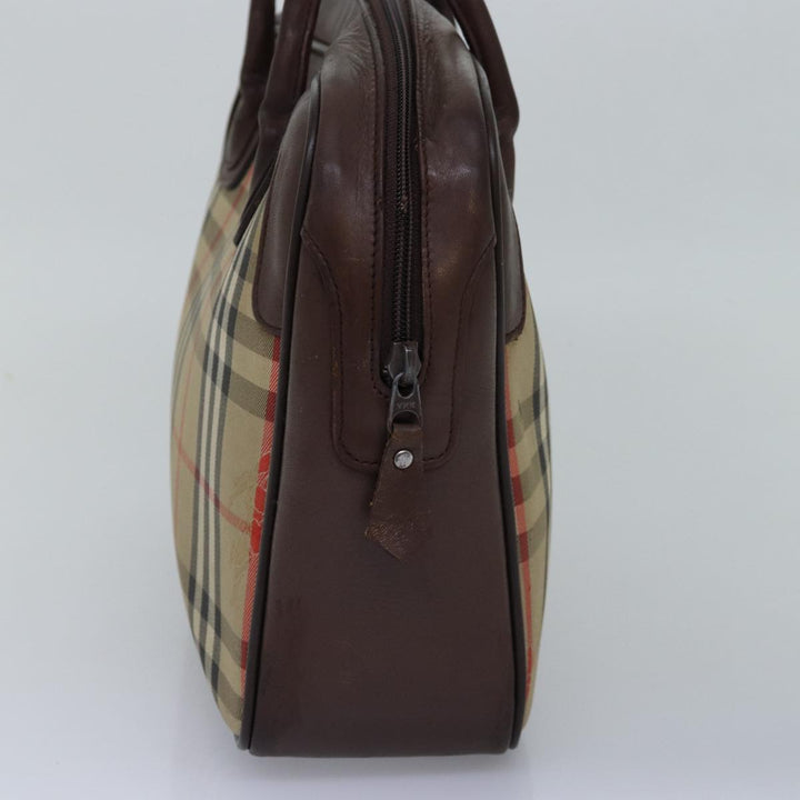 BurberrySs Nova Check Hand Bag Canvas Beige Auth bs14957