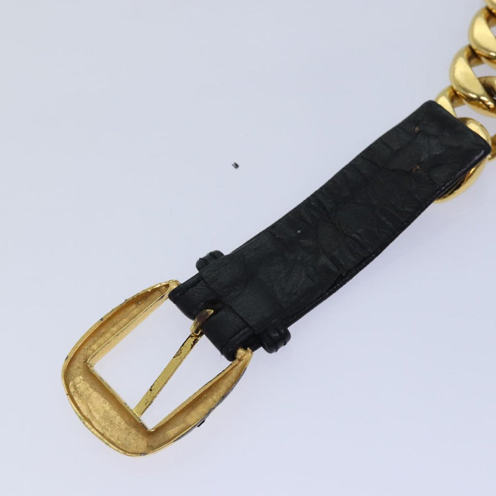 Top Quality Chanel Chain Belt metal 31.1" Gold Black CC Auth bs14988