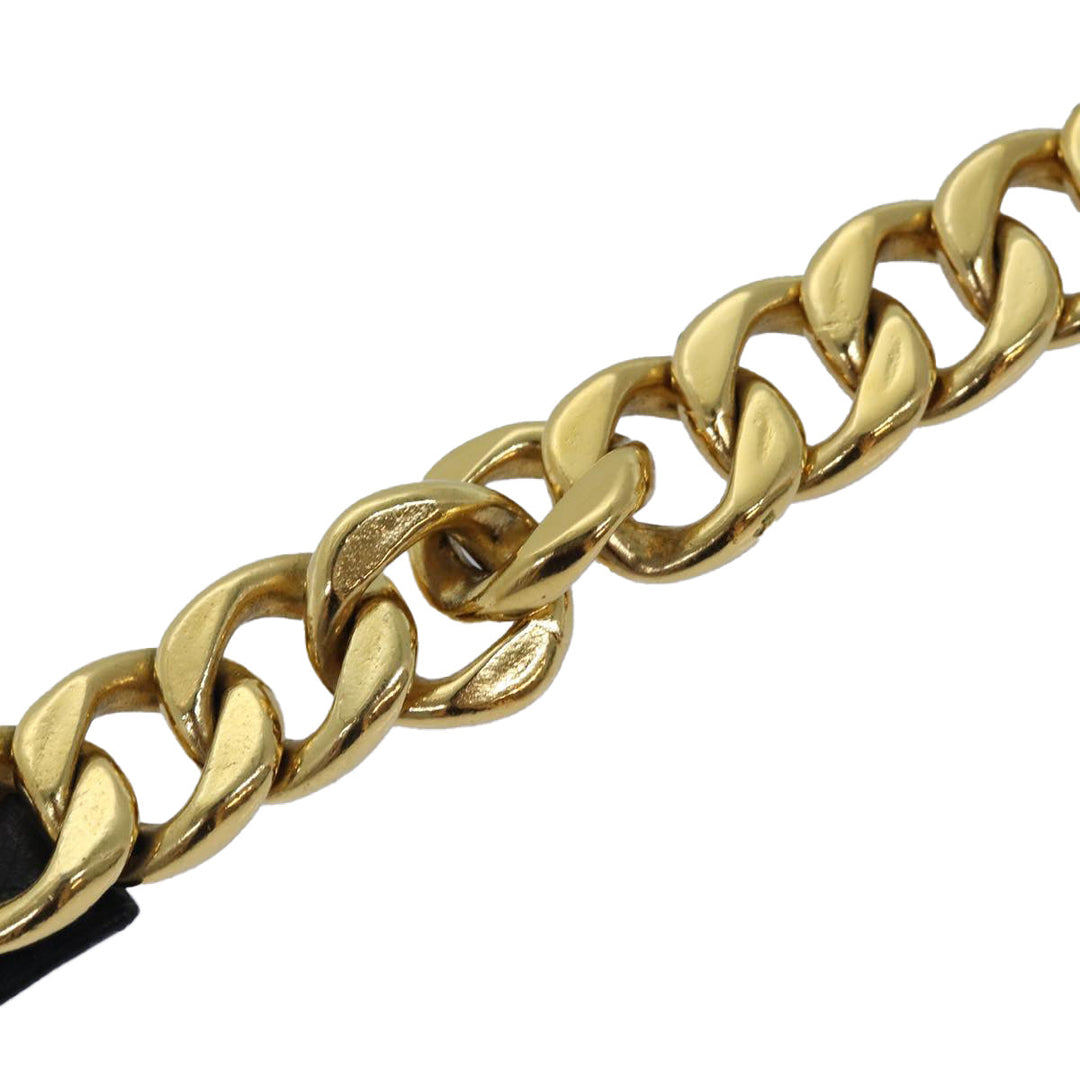 Top Quality Chanel Chain Belt metal 31.1" Gold Black CC Auth bs14988