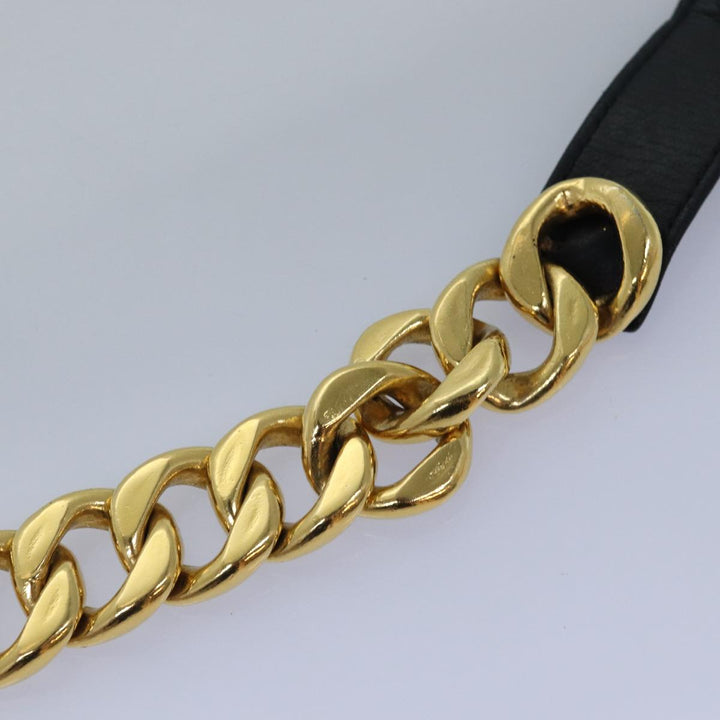 Top Quality Chanel Chain Belt metal 31.1" Gold Black CC Auth bs14988