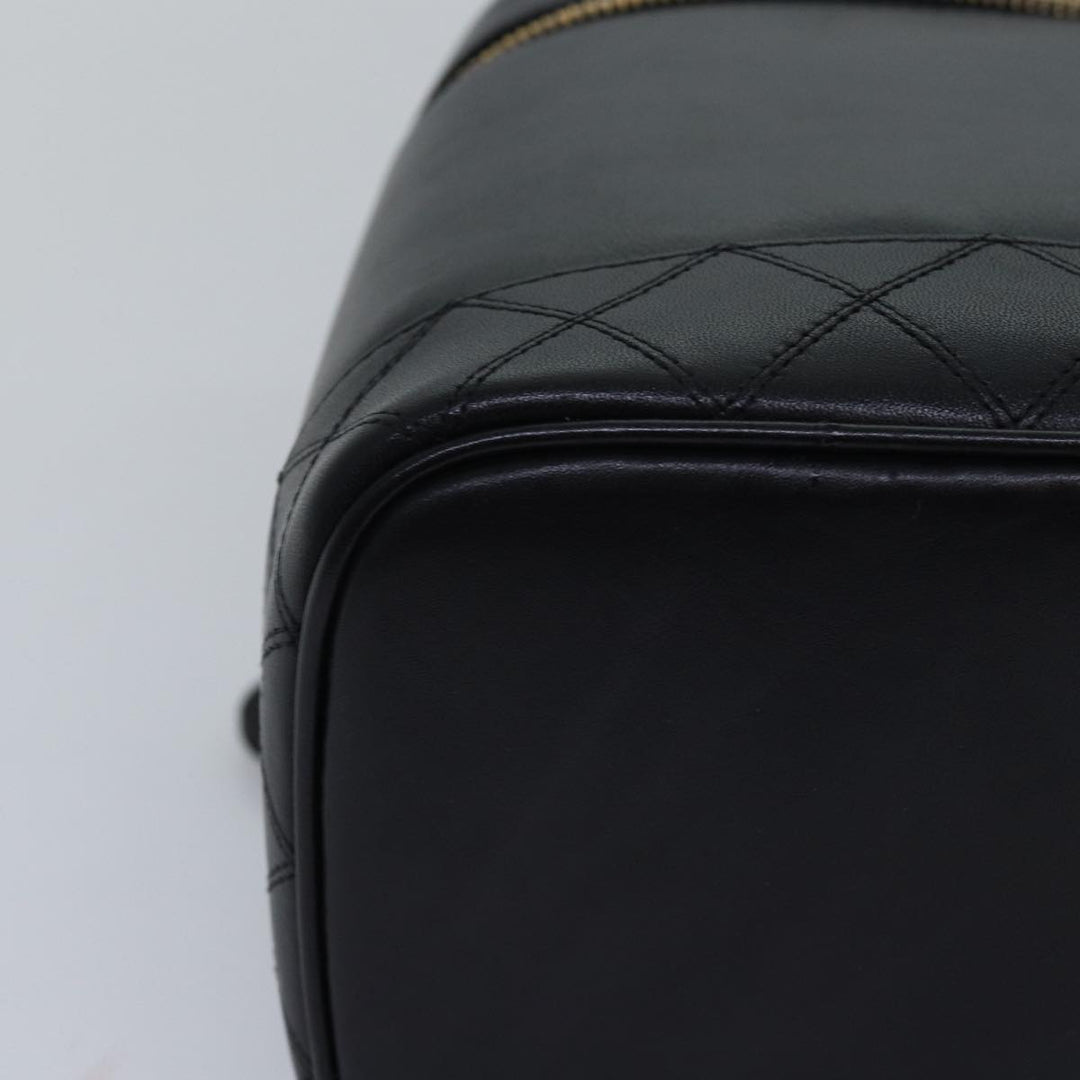 Chanel Bicolole Vanity Cosmetic Pouch Leather Black CC Auth bs14989