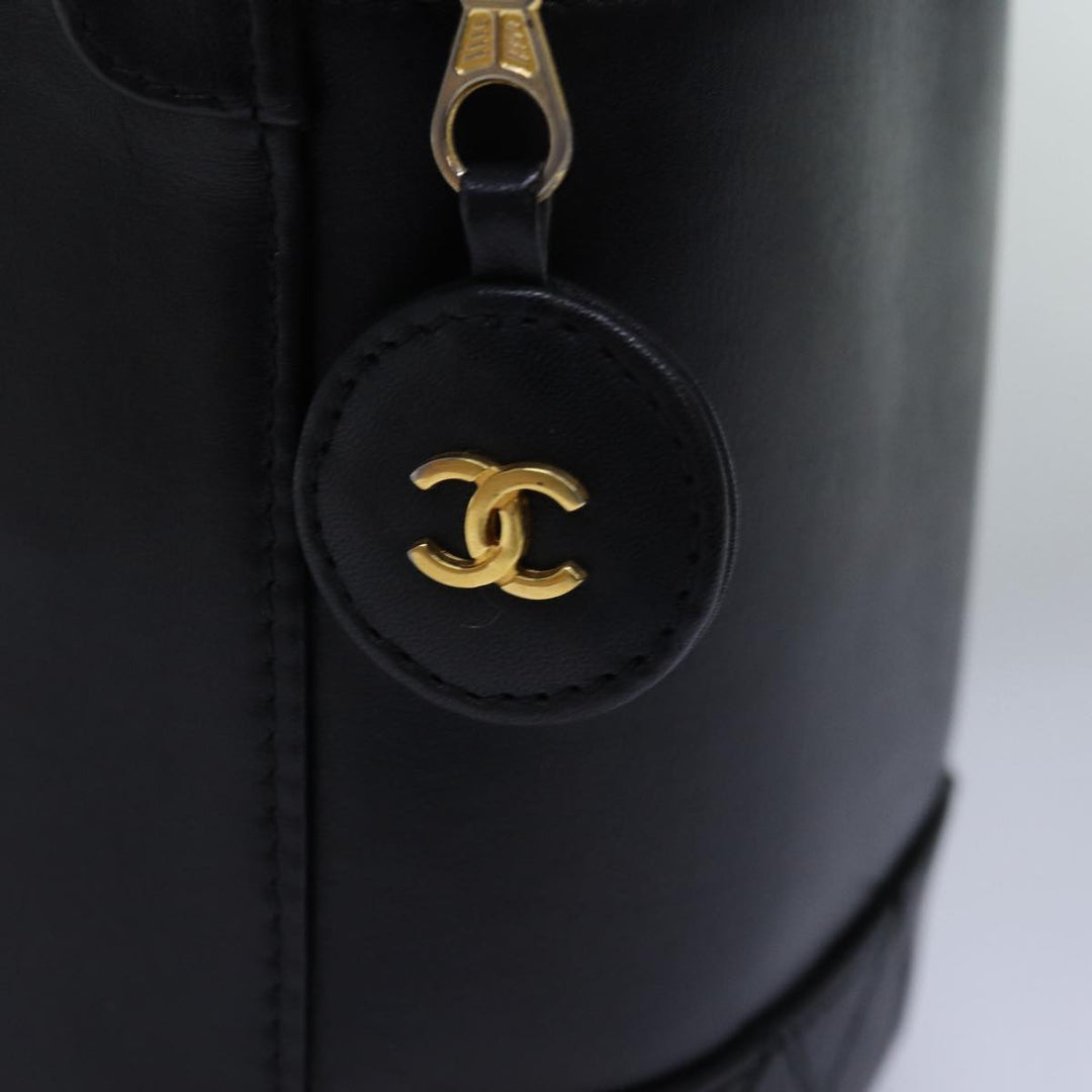 Chanel Bicolole Vanity Cosmetic Pouch Leather Black CC Auth bs14989