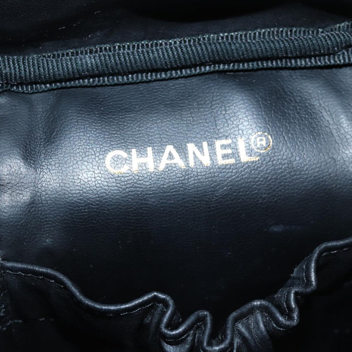 Chanel Bicolole Vanity Cosmetic Pouch Leather Black CC Auth bs14989