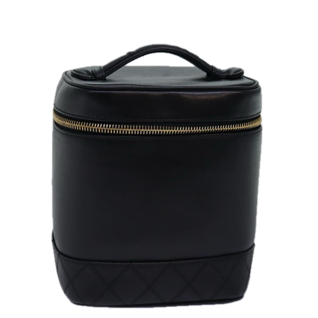 Chanel Bicolole Vanity Cosmetic Pouch Leather Black CC Auth bs14989
