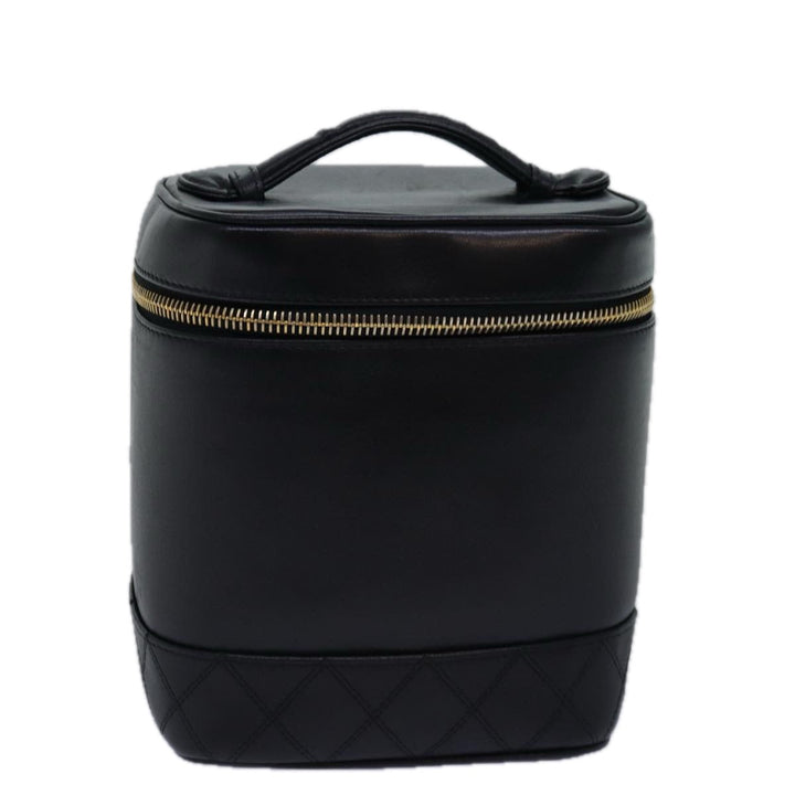 Chanel Bicolole Vanity Cosmetic Pouch Leather Black CC Auth bs14989
