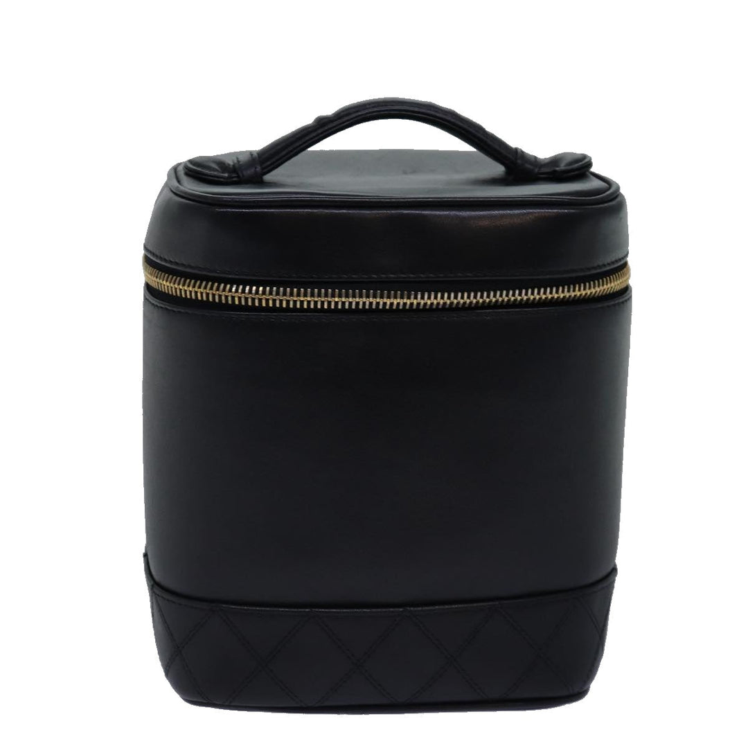 Chanel Bicolole Vanity Cosmetic Pouch Leather Black CC Auth bs14989