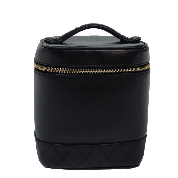 Chanel Bicolole Vanity Cosmetic Pouch Leather Black CC Auth bs14989