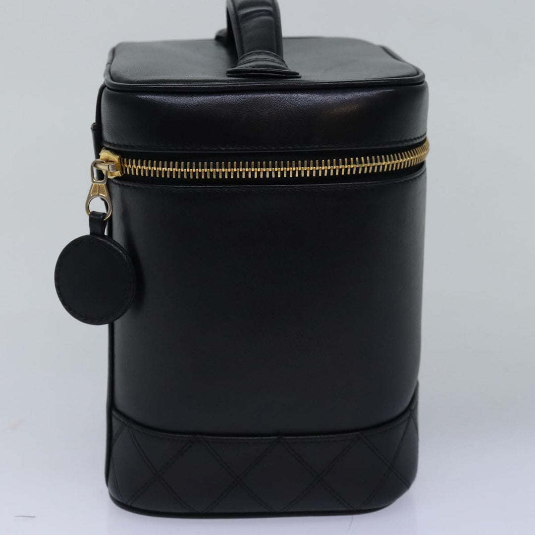 Chanel Bicolole Vanity Cosmetic Pouch Leather Black CC Auth bs14989