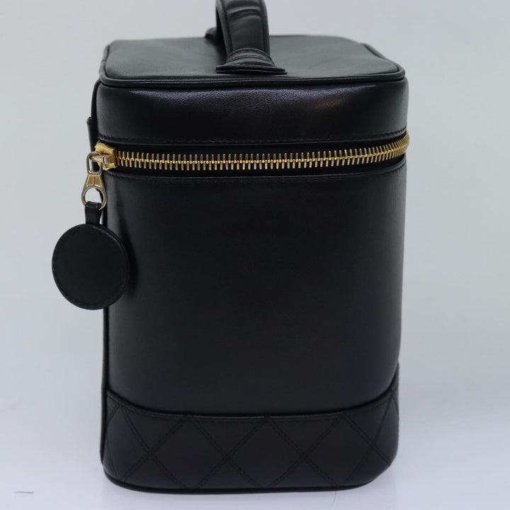 Chanel Bicolole Vanity Cosmetic Pouch Leather Black CC Auth bs14989