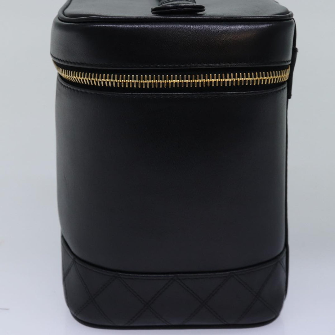 Chanel Bicolole Vanity Cosmetic Pouch Leather Black CC Auth bs14989